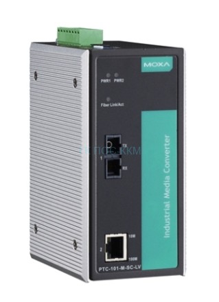 PTC-101-M-SC-HV 10/100BaseT(X) to 100BaseFX converter, multi-mode, SC, 1 isolated power (88-300 VDC or 85-264 VAC),