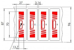 Метка ISBC Labels 87x27 UHF, UCODE8, paper adhesive (70x13,7)