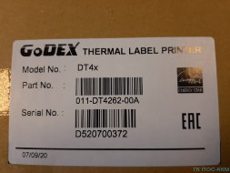 GODEX DT4x, термопринтер этикеток, 203 dpi, 4&quot; 7 ips, USB+RS232+Ethernet, p/n 011-DT4252-00A