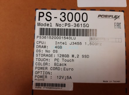 Сенсорный терминал Posiflex PS-3615Q черный (15&quot; P-CAP, Intel Celeron J3455, SSD 128 GB, 4 GB DDR3L), без MSR
