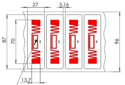 Метка ISBC Labels 87x27 UHF, UCODE8, crystal adhesive (70x13,7)